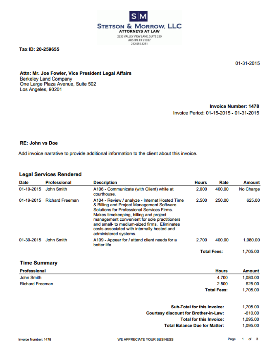 screenshot of TimeSolv Legal Billing